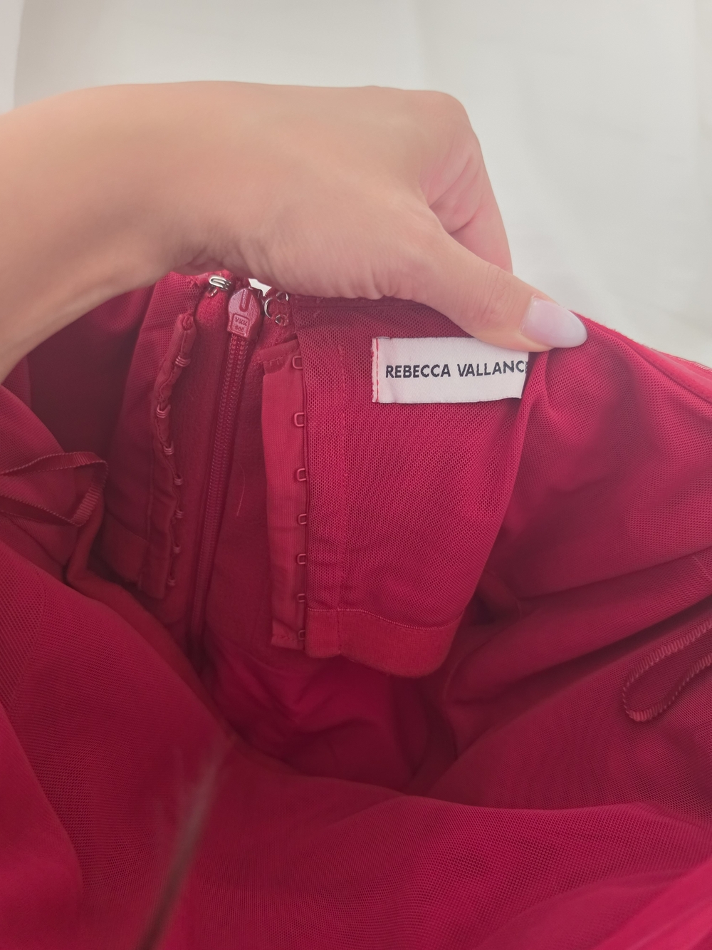 Rebecca Vallance Red Strapless Textured Ball Gown - Picture 7 of 7